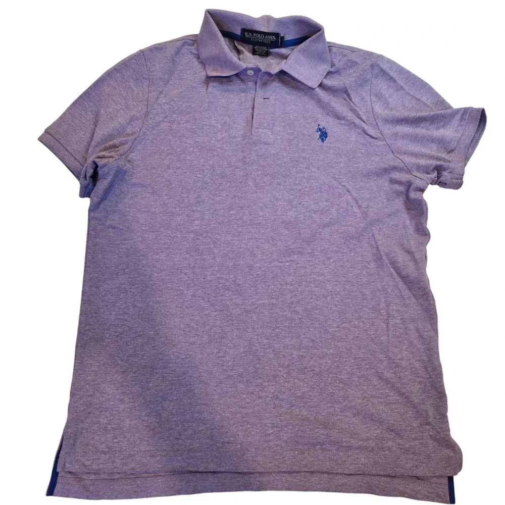 US Polo Assn Mens Heather Purple Short Sleeve Polo Shirt Luxury Feel Size M - Picture 1 of 7